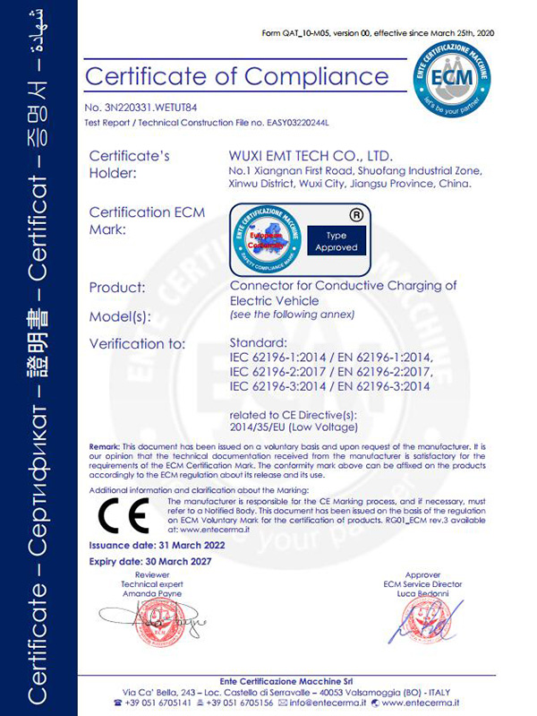 Charging gun certificate-ECM-LVD